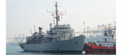 Indian ship “Jamuna” departs the island