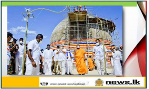 HE the President Enshrines Offerings to the Restored Kuragala Pagoda During His Surprise Visit