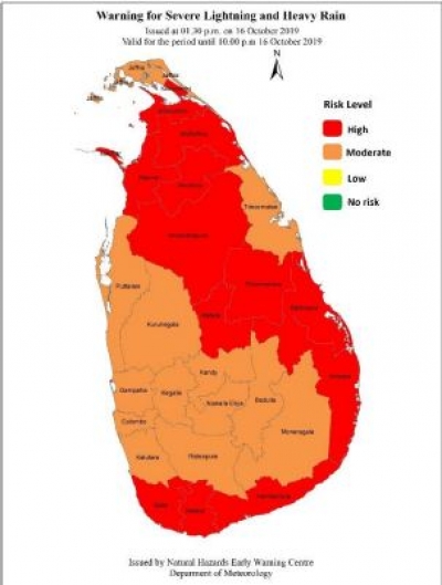 Warning for Severe Lightning and Heavy Rain