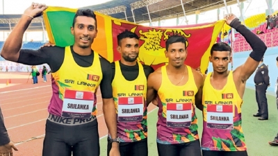 Lankan men shatter 4x100m relay record