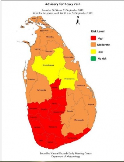 Warning :very heavy falls above 150 mm  at some places in south today