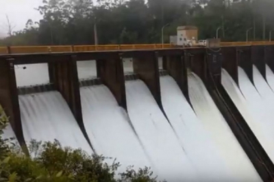 Castlereigh reservoir starts to spill over