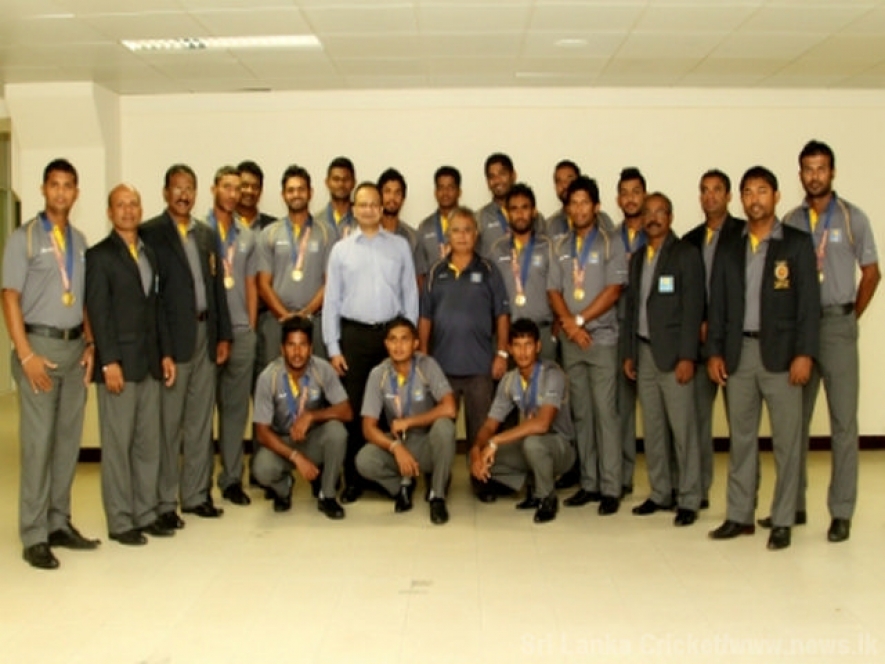 Asian Games Gold Medal winning SL Cricket team return to Sri Lanka