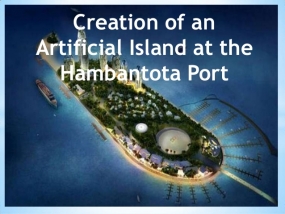 Construction  of  Hambantota artificial island in progress